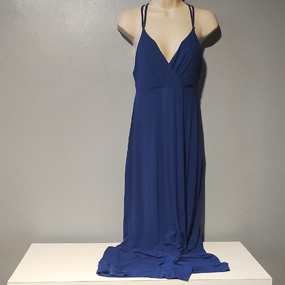 Willi Smith Elegant Blue Women's Faux Wrap Front Maxi Dress - Picture 8 of 17